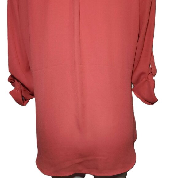 ❤️ 4/$20 Express zippered blouse Adjustable sleeves Women's medium Sheer V-neck - Picture 12 of 12